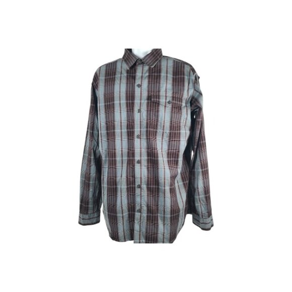 Columbia Other - Columbia Men's Brown Blue Plaid Classic Long Sleeve Button-Front Shirt Size L